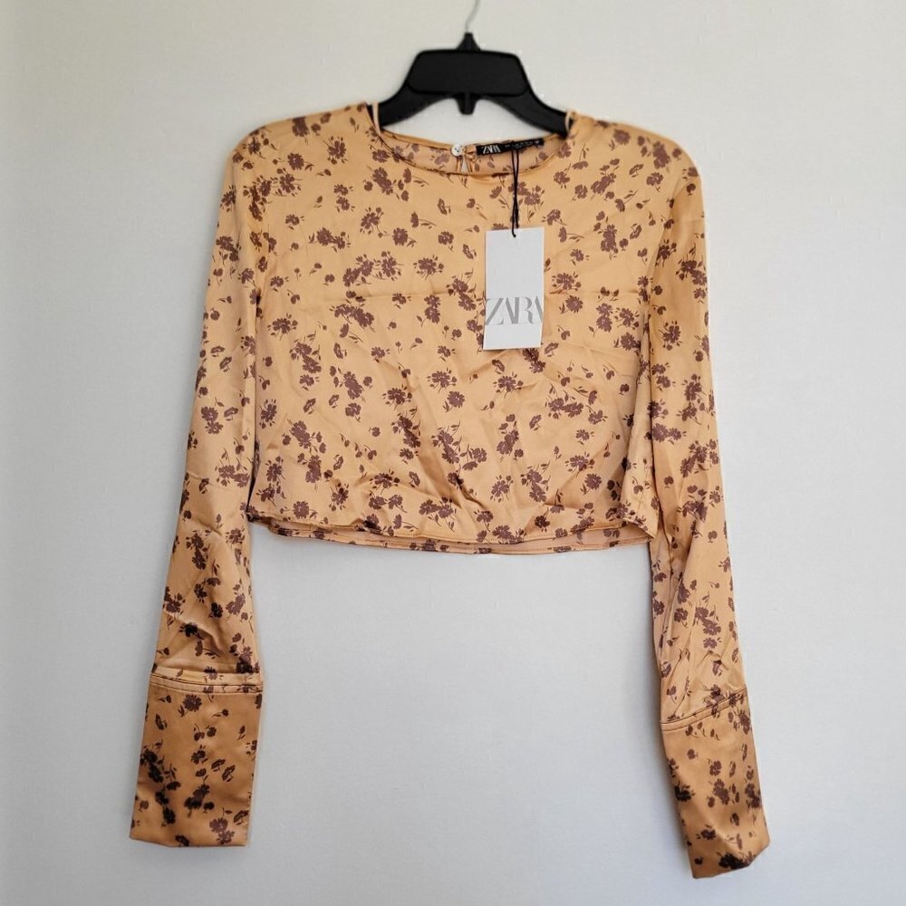 ZARA Long Sleeve Cropped Top Women Size XS - Picture 2 of 12